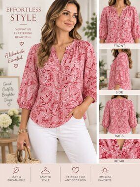 SOHO Jeans NY&C Paisley Blouse Top Size Large